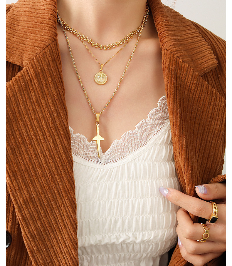 6g Weight 0.03µm-0.05µm Gold Plating Thickness Pendant Jewelry Making Type Titanium Steel PVD Coated Real Gold Plated Scissors Cross Pendant Pendant Necklace