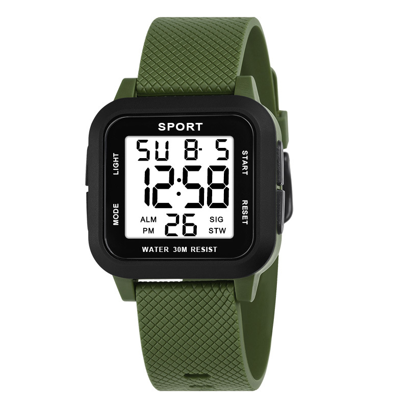 Reloj electrónico cuadrado al aire libre de los hombres luminoso simple hombres y mujeres deportes alarma multifunción reloj electrónico fábrica al por mayor