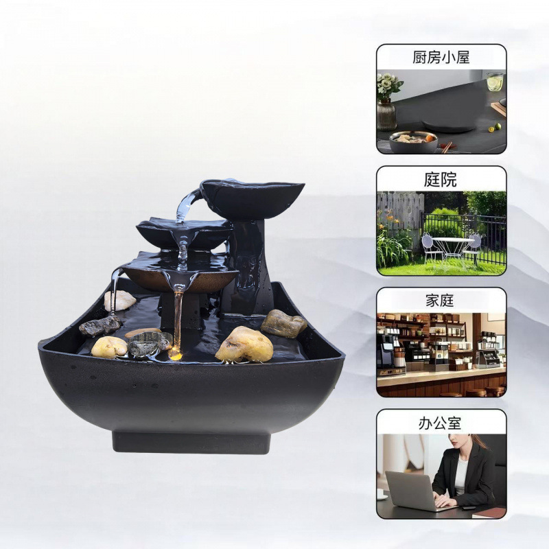 Fuente de Agua Corriente de Mesa de Plástico, Silenciosa con Luz para Decoración de Interiores image 19