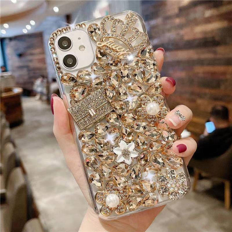 Wallet with Diamonds Suitable for iPhone14promax Mobile Phone Case xsmax All-inclusive Apple 678plus Soft Edge Cover 13