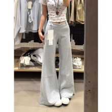 美式灰色运动裤女秋冬2025新款宽松显瘦阔腿卫裤西装辣妹微喇叭裤