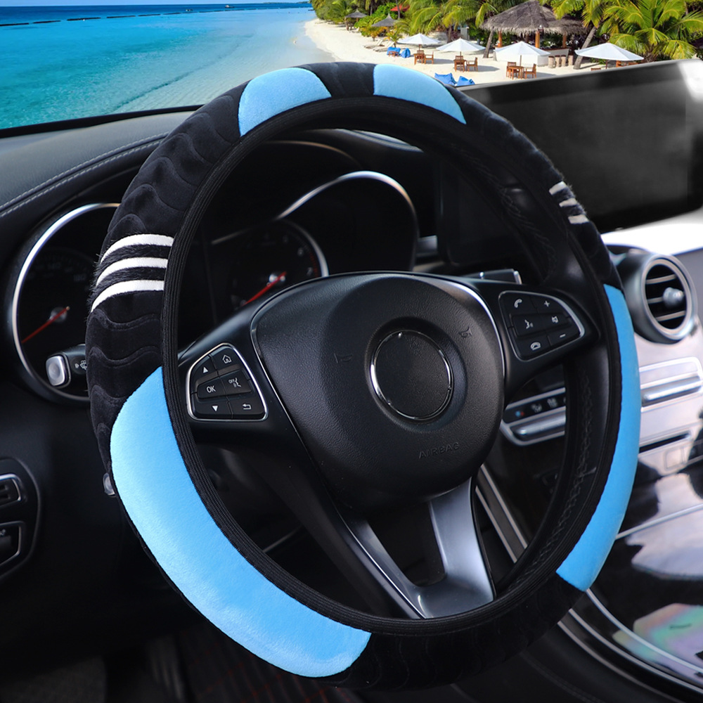 Cómodo suave pequeño monstruo accesorios de coche de felpa sin anillo interior cubierta del volante adecuado para 14,5-15 pulgadas mujeres