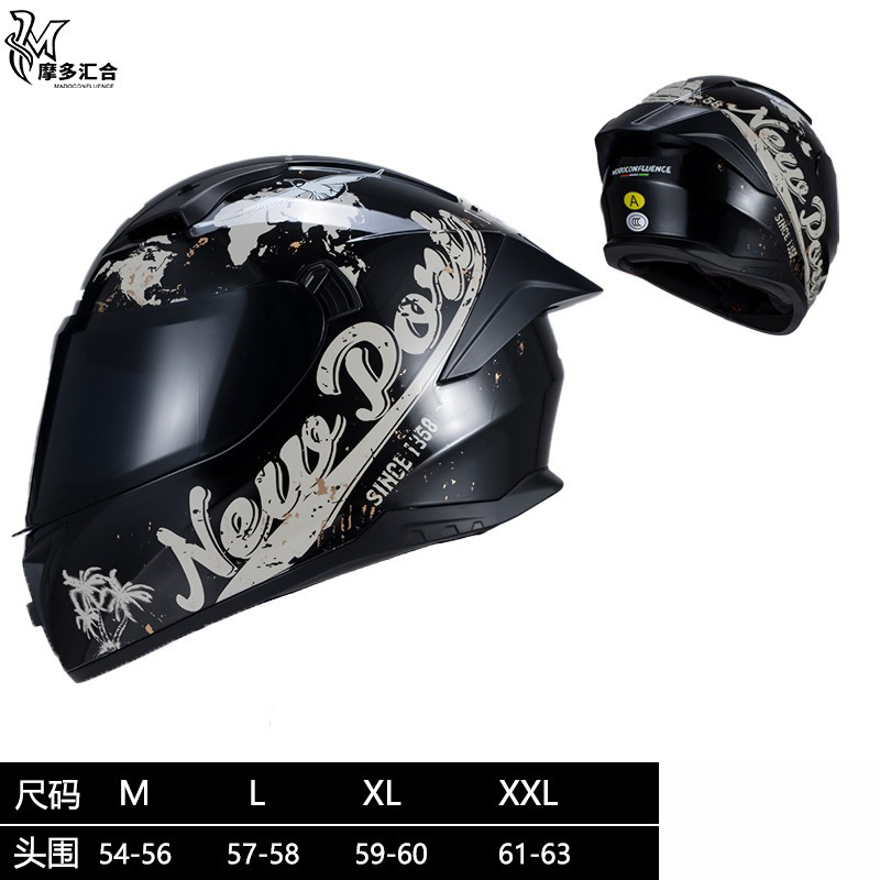 Cascos de motocicleta para hombres y mujeres, motocicleta retrógrado pedaleos de crucero de simulación de cuatro estaciones 3C personalidad anti-nebra casco completo