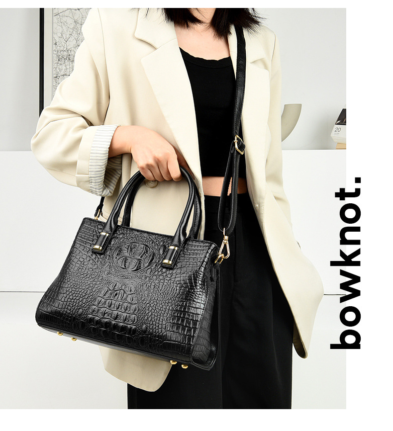 Elegant Crocodile Pattern Leather Handle Bag For Women_voghion.com