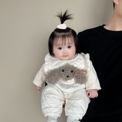 2025秋冬婴幼儿连体衣套装女宝宝连身体打底衫两件套狗狗加绒加棉