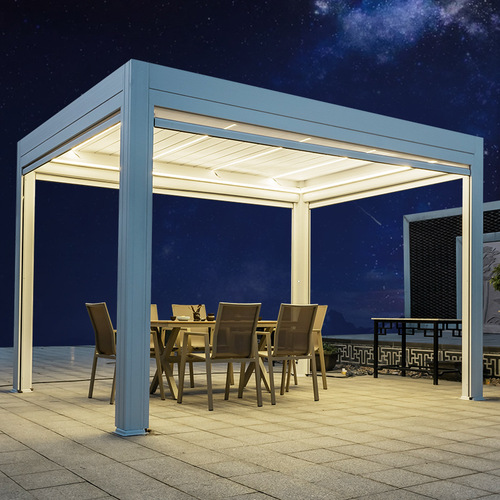 Villa courtyard pavilion outdoor aluminum Chinese sunshade canopy outdoor rooftop garden leisure European louvered pergola