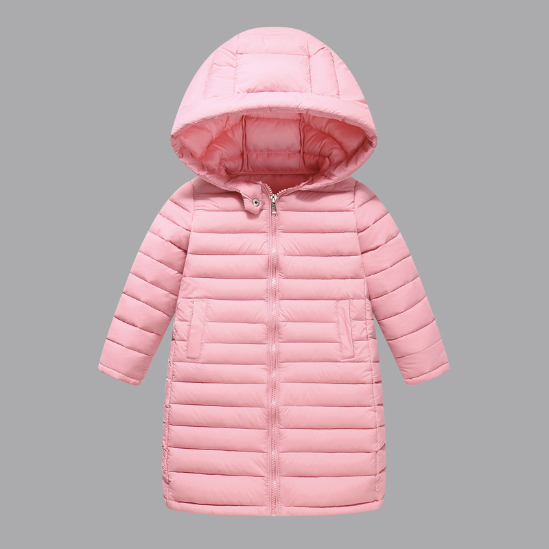 Niñas gruesas chaquetas de algodón 2025 nuevas chaquetas de algodón para niños chaquetas de invierno para niños de rodilla media y larga