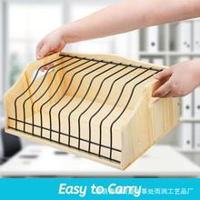 跨境铁木结合木质文件收纳架桌面文件质量架手提式文件收纳存储架