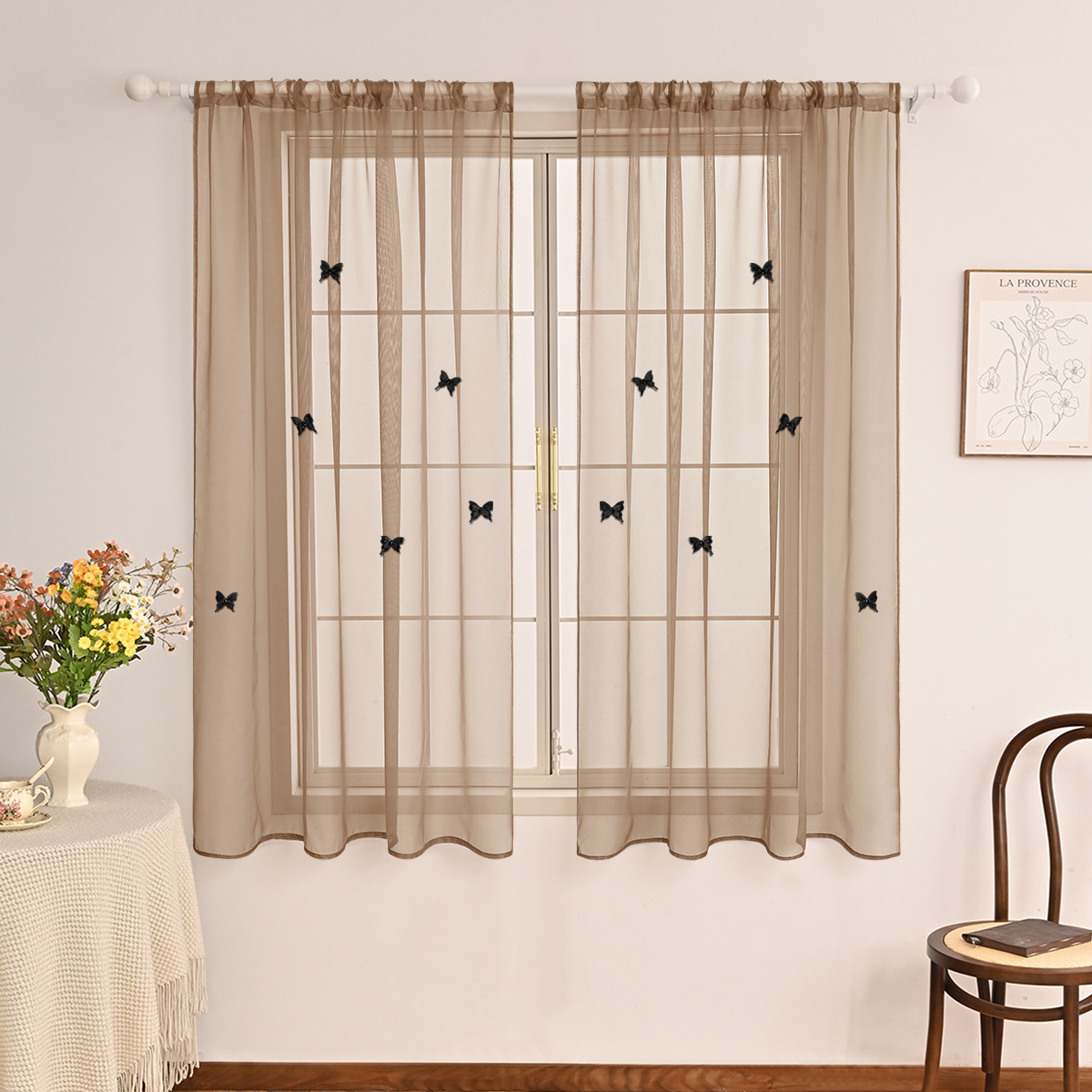 Malla de ventana Terylon de color sólido de doble cuerda para perforar todo el mundo, accesorios de pin de mariposa tridimensional de doble capa, TEMU