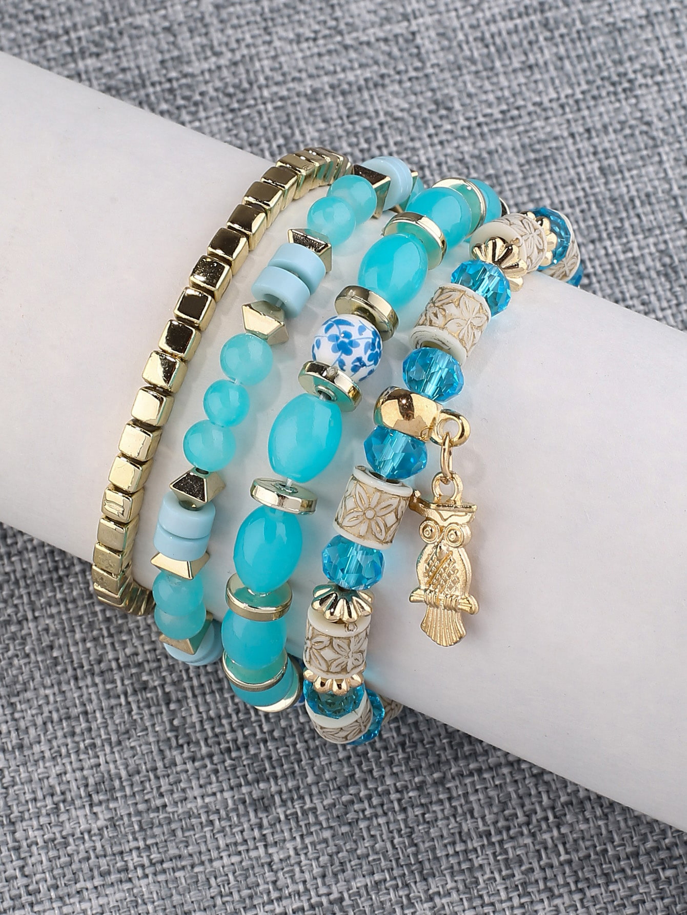 Vintage Style Printing Color Block Arylic Alloy Glass Wholesale Bracelets display picture 6