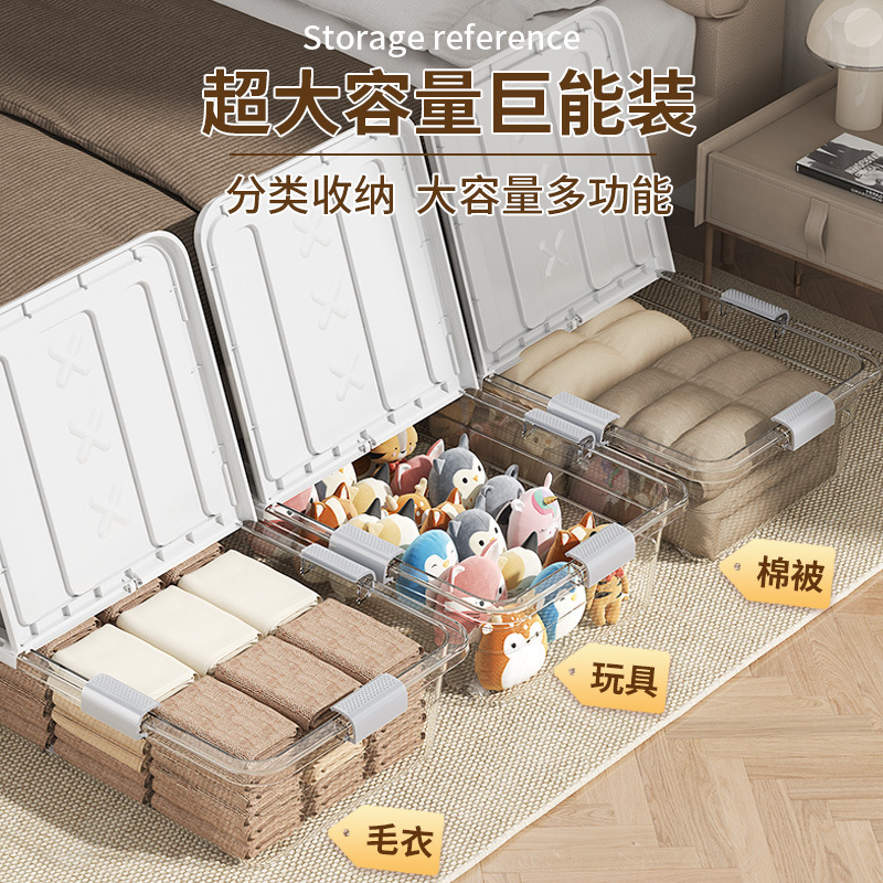 ベッドボトム収納ボックス透明プラスチックボックスプーリー収納ボックス衣類整理ボックスソファベッド下収納ボックスベッドボトムボックス|undefined