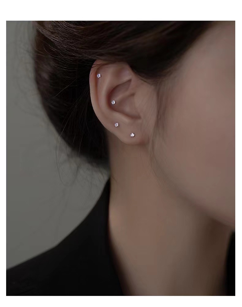 Fashion Geometric Sterling Silver Plating Rhinestones Earrings 1 Pair