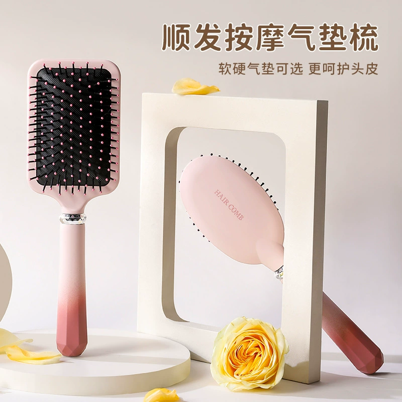Расческа для массажа с воздушной подушкой для домашнего использования женщинами, антистатическая кожа головы, портативная сумка с пушистой короной для студенческого общежития.