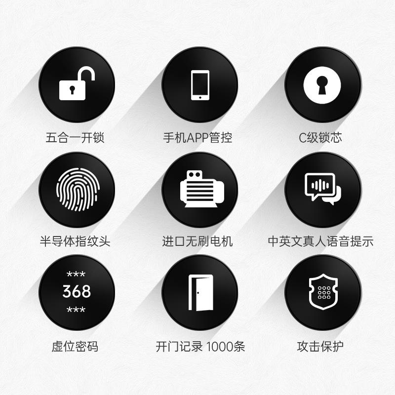 指纹锁家用防盗门电子智能IC卡免布线电子牛头锁外装遥控密码门锁