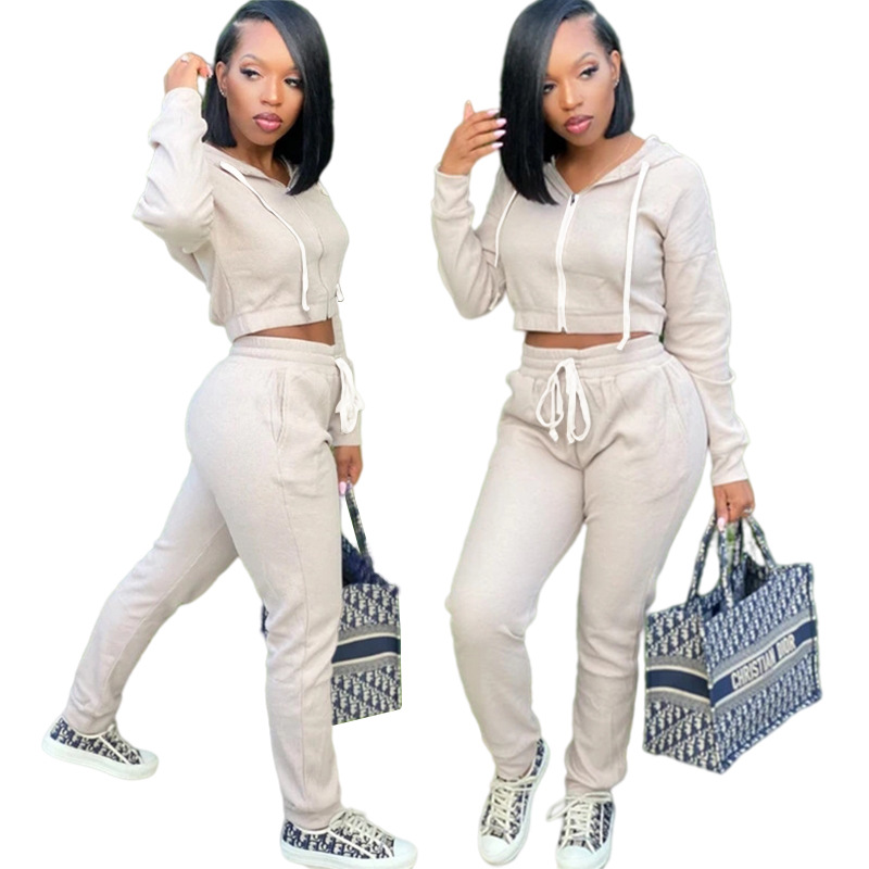 women s solid color hoodie and pants suit nihaostyles clothing wholesale NSMFF79840