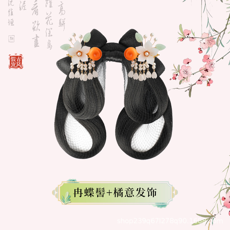 나비빵 + 오렌지 헤어 액세서리 한 쌍