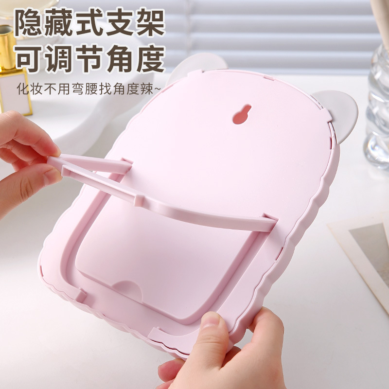 Espejo de maquillaje encantador para el hogar colgado en la pared, espejo de vestir para niños, espejo de escritorio para estudiantes de plástico plegable grande