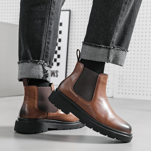  Chelsea boots men's motorcycle short boots mid-top chimney boots autumn and winter high-end Martin boots 6031-X