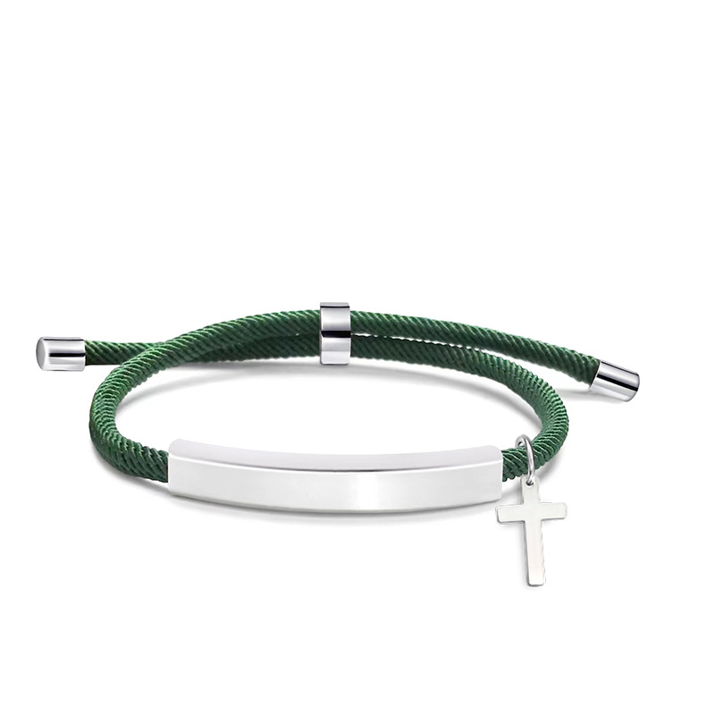 Geometric, Cross, Customization Laser Engraving Pattern All Seasons Season Classic Style Geometric Cross Customization Laser Engraving 201 Stainless Steel Rope Cord String String Bracelets Wholesale