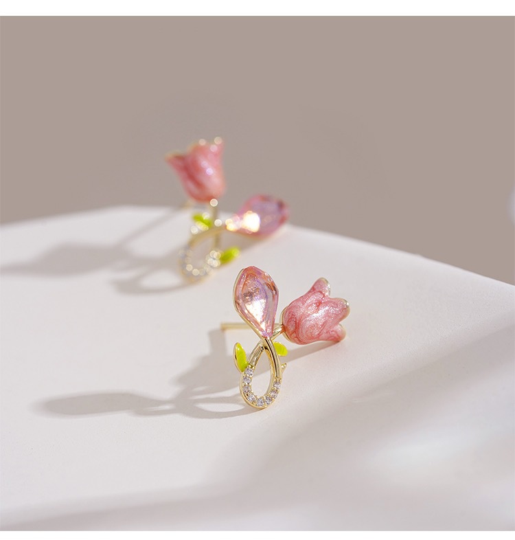 1 Pair Simple Style Classic Style Flower Inlay Alloy Zircon Ear Studs display picture 7