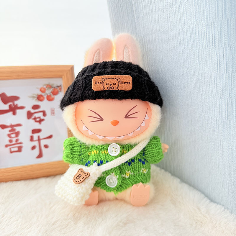Solo ropa] Llavero de primera y segunda generación Labubu colgante de ropa Rabubu ropa de bebé suéter de punto traje de sombrero
