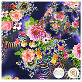 现货出售 多色牡丹金丝绒印花 四季金丝绒针织弹力服装面料