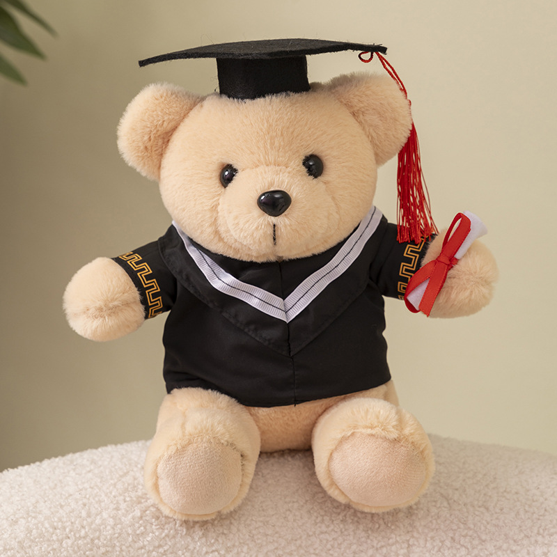Doctor oso juguetes de peluche maestría uniformes de licenciatura muñecas osos regalos conmemorativos de graduación pueden agregar logotipo escolar
