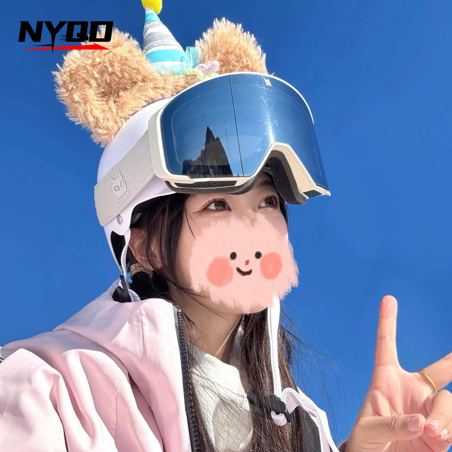 Ski Helmet Decoration Cartoon Plush Bunny Ears Stickers Motorcycle Electric Vehicle Full Helmet Accessories