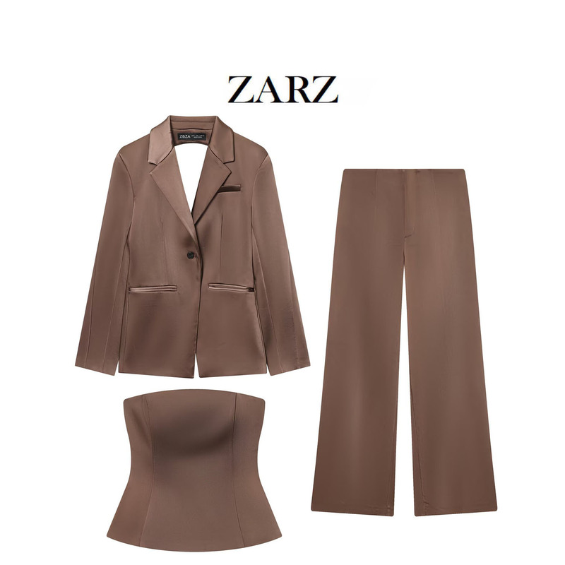 Zarz Homemade European and American Style New Women's Fashion Backless Design Suit Tube Top Casual Pants