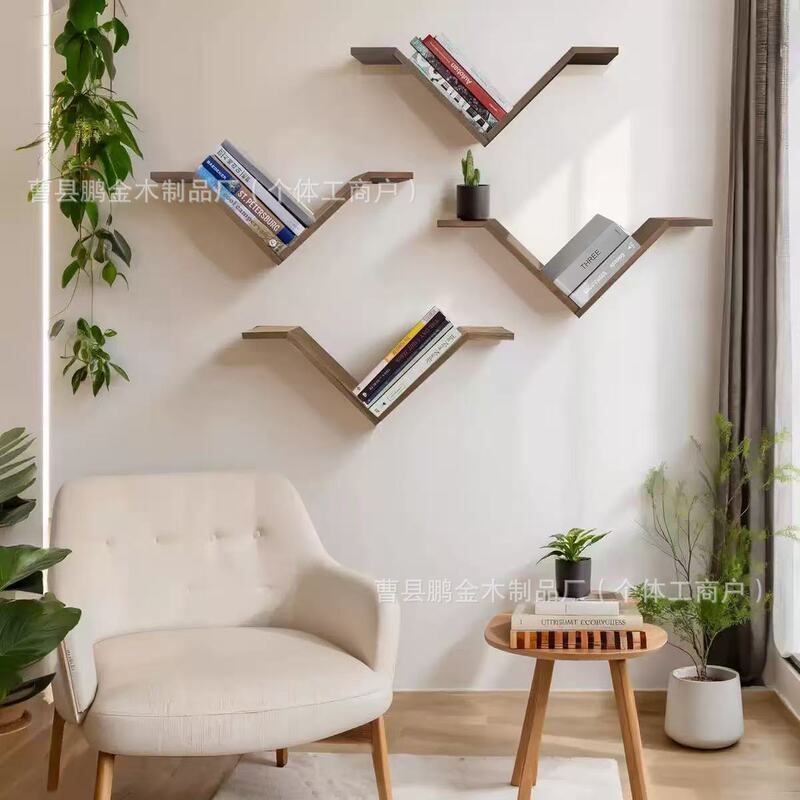 Cross-Border Wooden Wall-Mounted V-Shaped Bookshelf Floating Storage Partition Shelf Album Cd Display Storage Rack Cross-Border Wooden Wall-Mounted V-Shaped Bookshelf Floating Storage Partition Shelf Album Cd Display Storage Rack