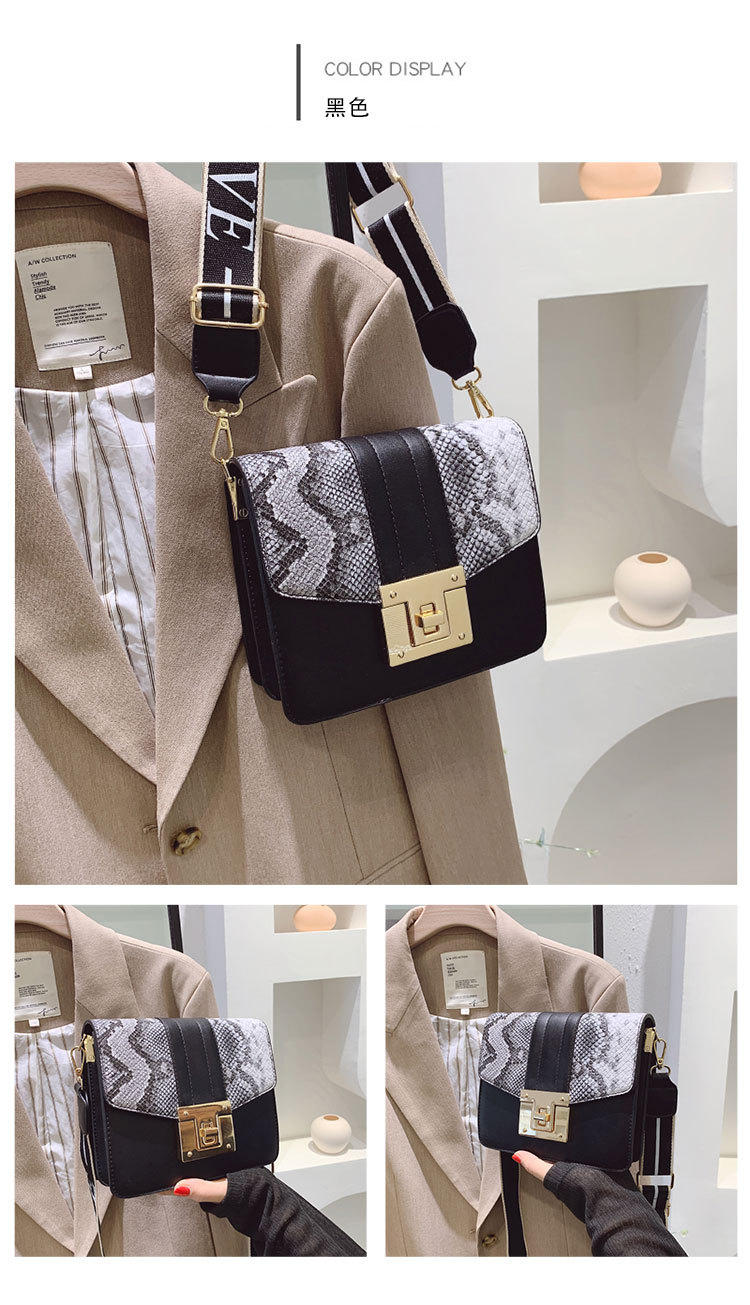 Wholesale Color Matching Snakeskin Pattern Wide Shoulder Square Bag Nihaojewelry display picture 10