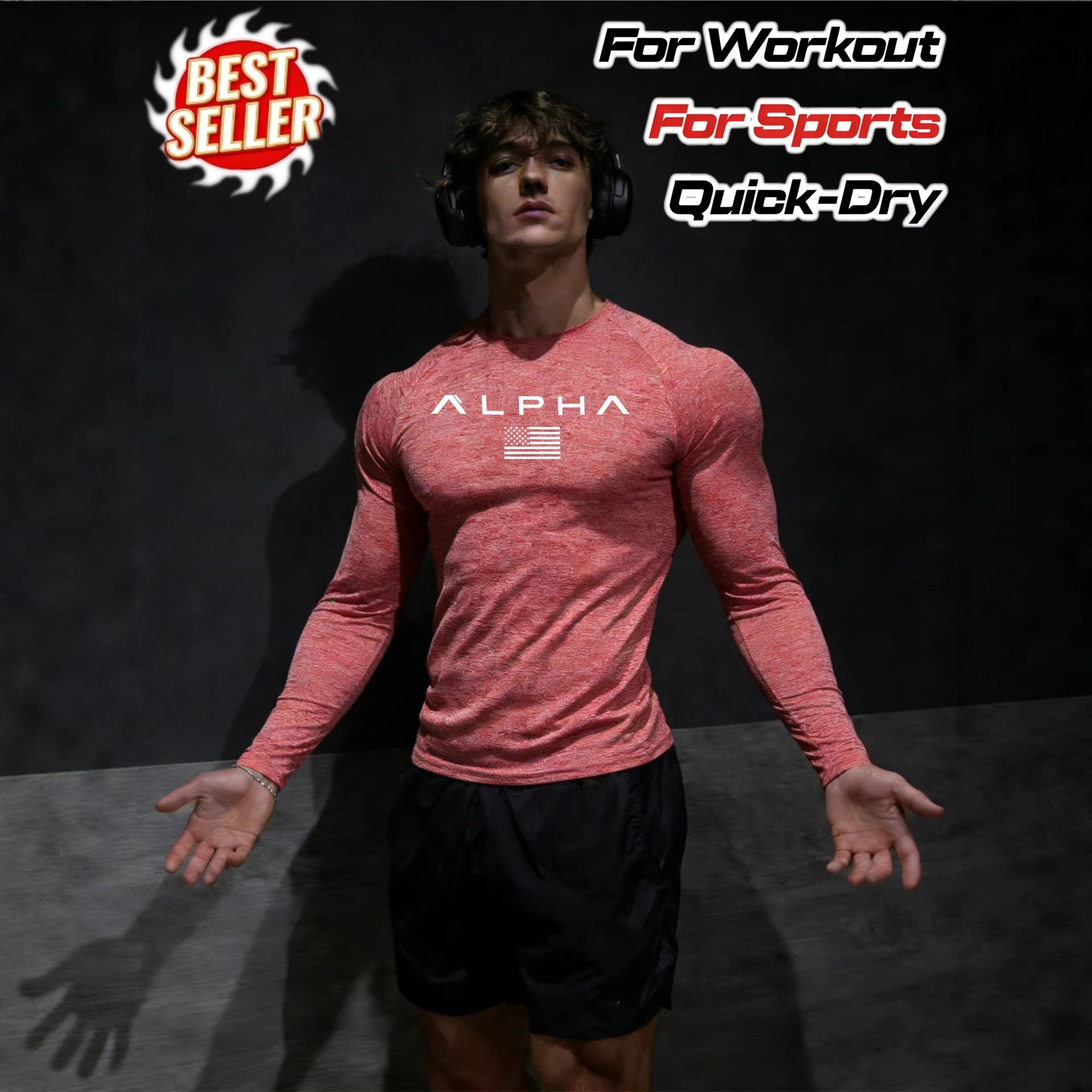 Men's Long Sleeved Sports Bodysuit Quick Drying Yoga Wear Top Tee_viptrois.com