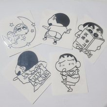 电镀镂空卡通贴纸防水蜡笔小新金属标动漫手机贴银色装饰贴定制做