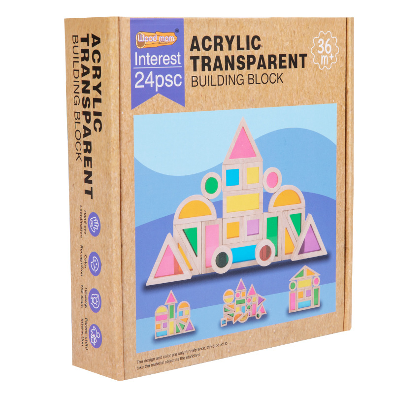 Bloques de construcción de arco iris de madera para niños