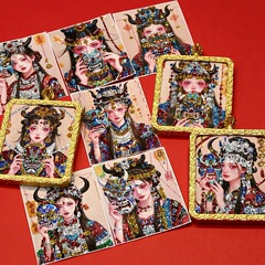 手绘彩金唐卡卡芯画芯金色嘎乌盒扎基拉姆前世今生厂家批发