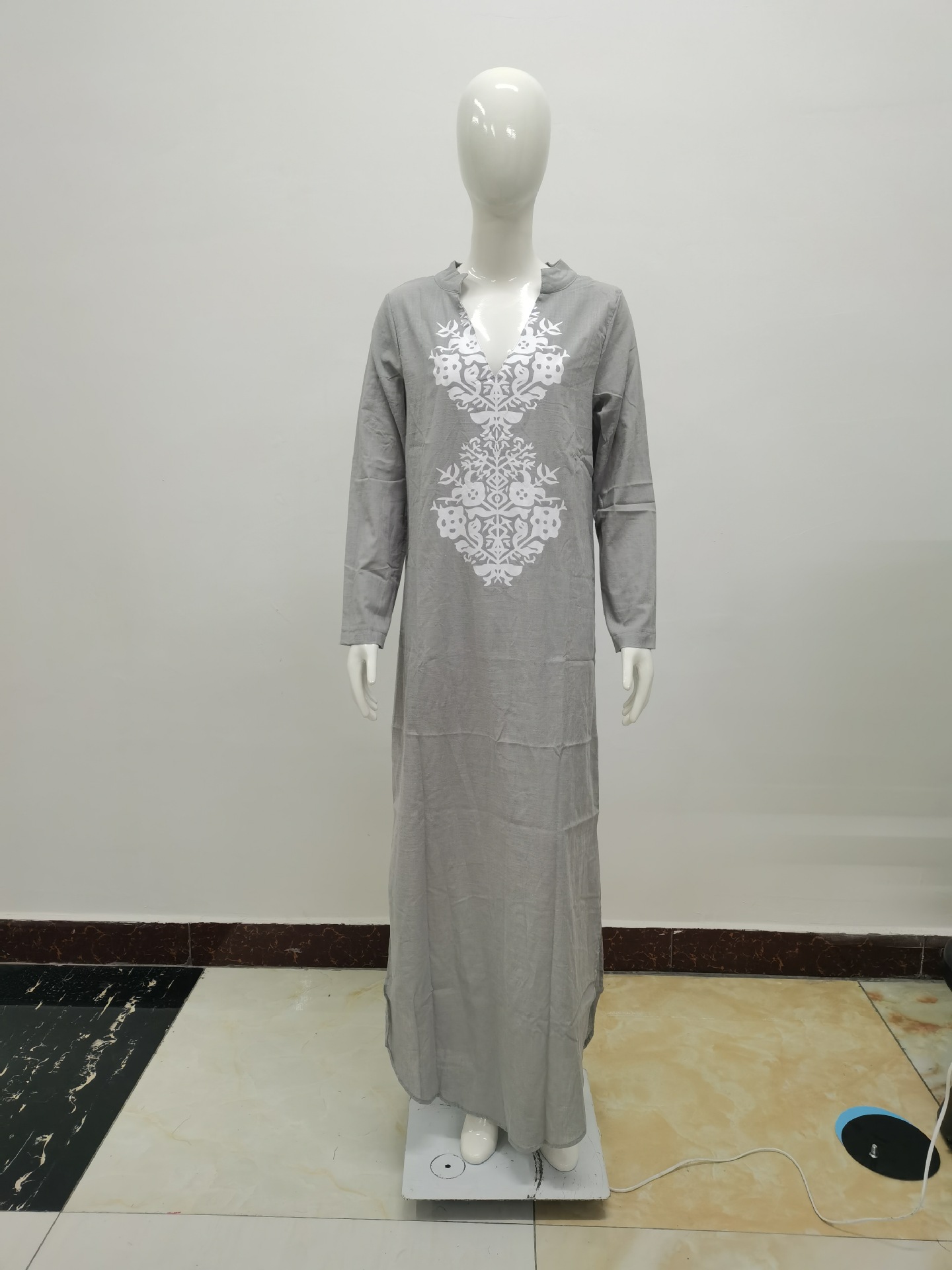 Women's Sheath Dress Streetwear V Neck Printing Long Sleeve Printing Maxi Long Dress Daily display picture 5