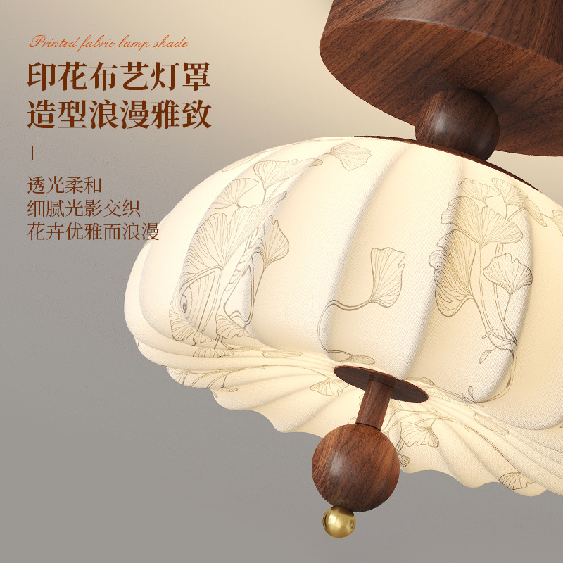 Tela de impresión de estilo medio estilo Song estilo retro junto a la cama candelabro pequeño 2025 nueva lámpara de entrada de pasillo de crema