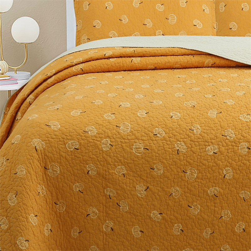 Quilted Bedding Set - Pure Cotton Embroidered Summer Quilt_voghion.com