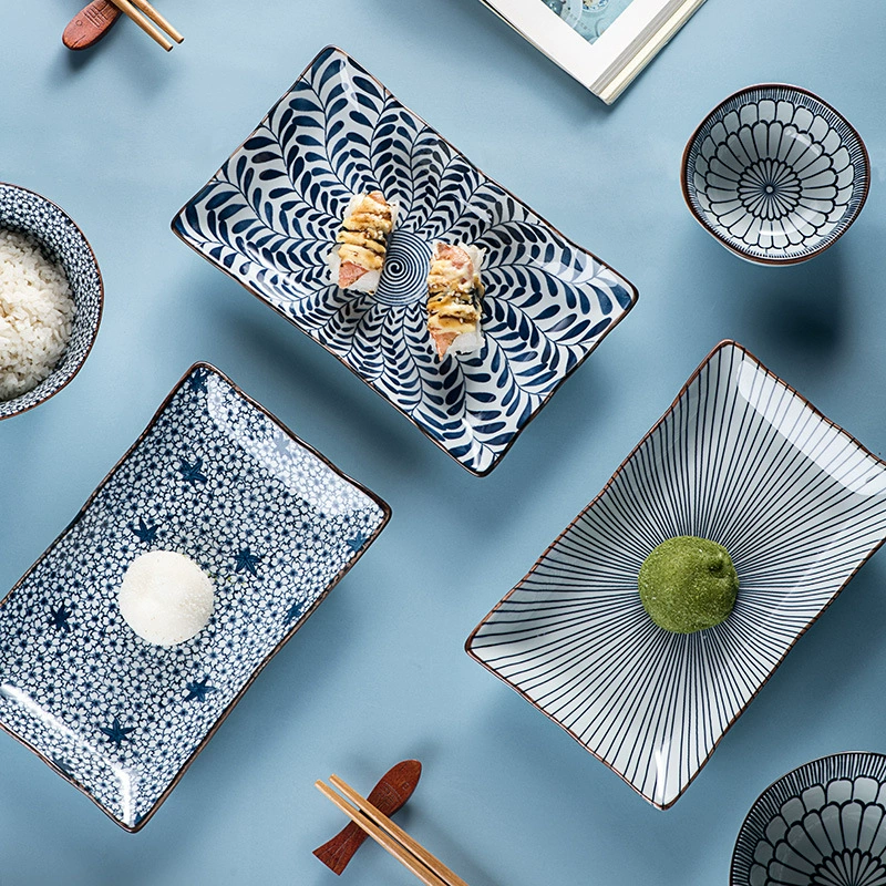 Japanese blue and white ceramic tableware, gift box, creative set