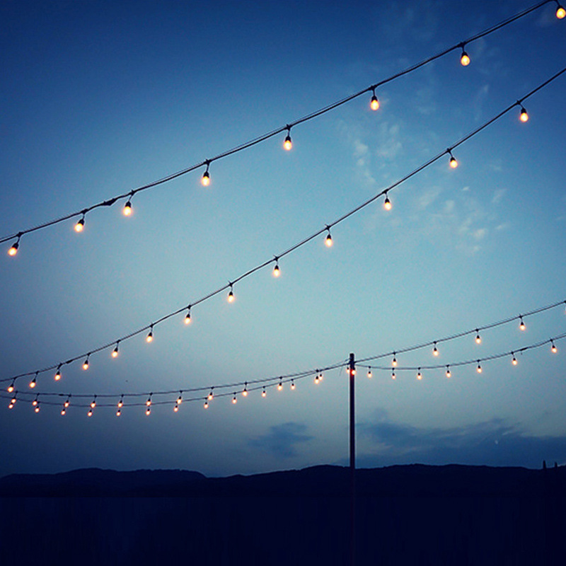 Cadena de luz impermeable al aire libre E27 tornillo invernadero plantación impermeable relleno Cadena de luz ambiente de vacaciones Cadena de luz decorativa