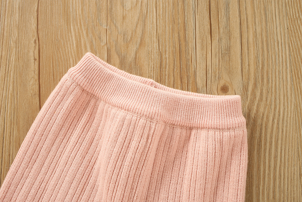 Girls' Sweater S 2023 Winter New Korean Edition Western Style Girl Stripe Wooden Ear Edge Children's Pants Two Piece_voghion.com