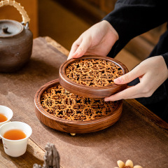 Walnut walnut pot base retro round kung fu tea pad coaster tea table pot holder insulation pad tea ceremony accessories