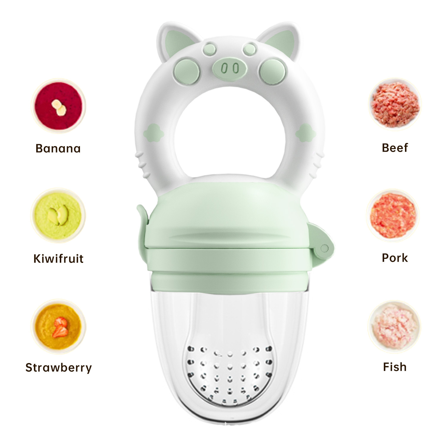 Complemento alimenticio de frutas para bebés de grado alimenticio transfronterizo, bolsa de mordeduras de frutas y verduras, juego de mordeduras de frutas y verduras, mordedor para bebés, herramienta de puré de frutas Dios