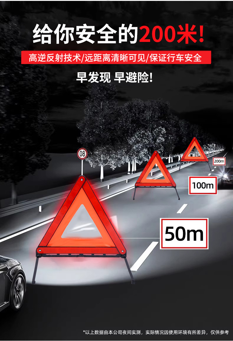 Car Triangular Warning Stand Foldable Car Triangular Warning Sign Vehicle Emergency Reflective Triangular Warning Sign