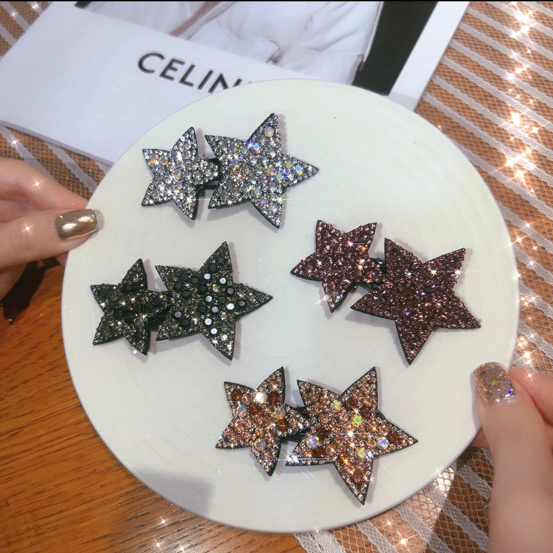ネットの赤い新型の満ドリルの五角星のヘアピンの満ドリルの後頭部は砕毛のアヒルの口を刺して女性の側の前髪を挟みます。|undefined