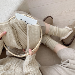 2023襪子女秋冬新款米色系暖絨女士中筒襪子女襪