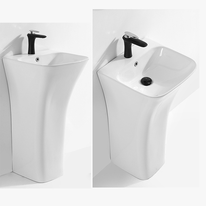 Lavabo de pedestal de una pieza cuenca integrada piscina deportiva Parque Baño de alto grado cilíndrico lavabo vertical