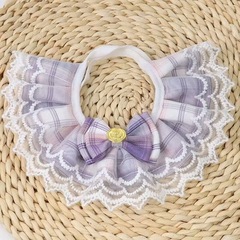 Pet Cute Style JK Grid Scarf Cat Lace Shawl Dog Saliva Towel Plush Medium Small Dog Collar