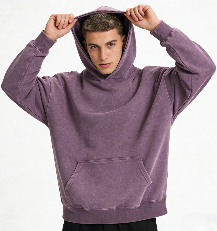 Sweat à capuche vintage washed batik pour homme coupe large_voghion.com