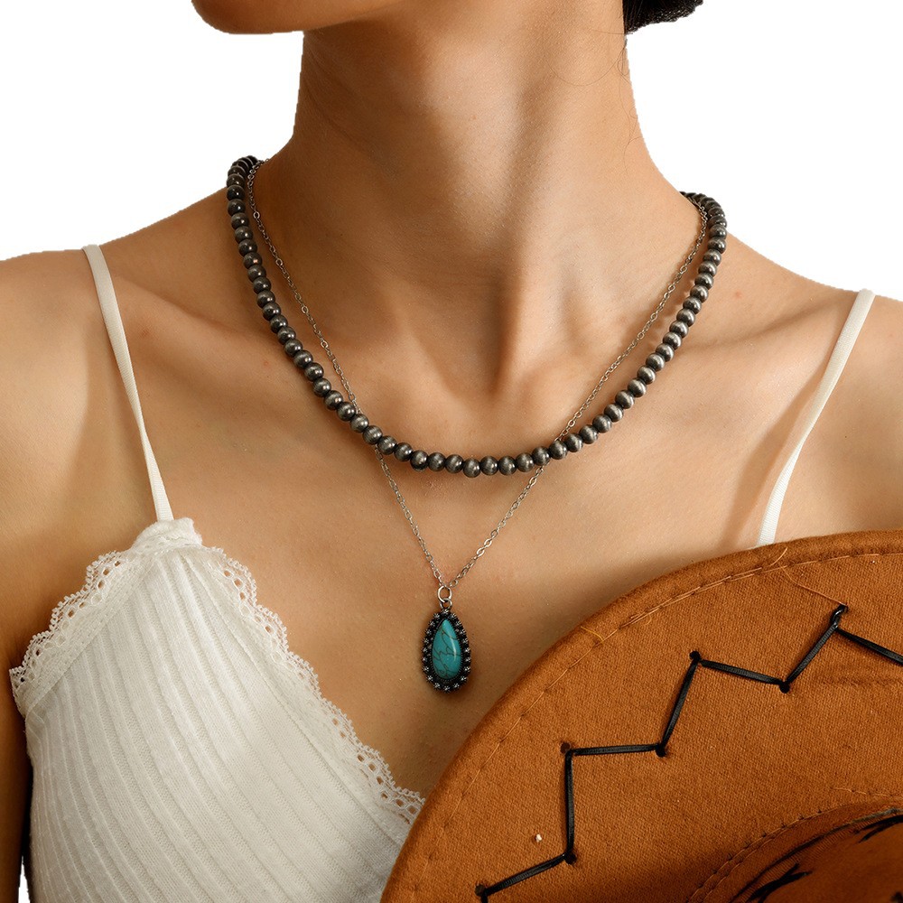 Bohemian halsketting met turkoois voor dames elastisch_voghion.com